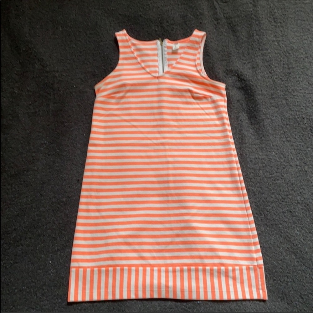 🧡 OLD NAVY PETITE XS ORANGE & WHITE STRIPED SHIFT DRESS